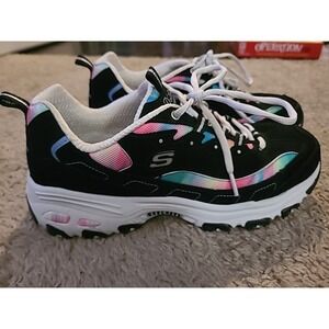 SKECHERS D'Lites Summer Fiesta Athletic Shoes Women's 10 M Black Rainbow